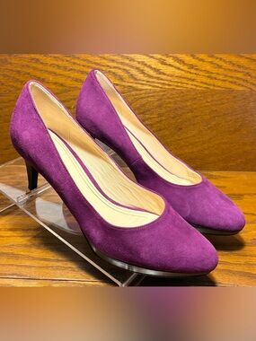 Cole Haan Nike Air Purple Suede Platform Stacked Heel Pumps Size 9